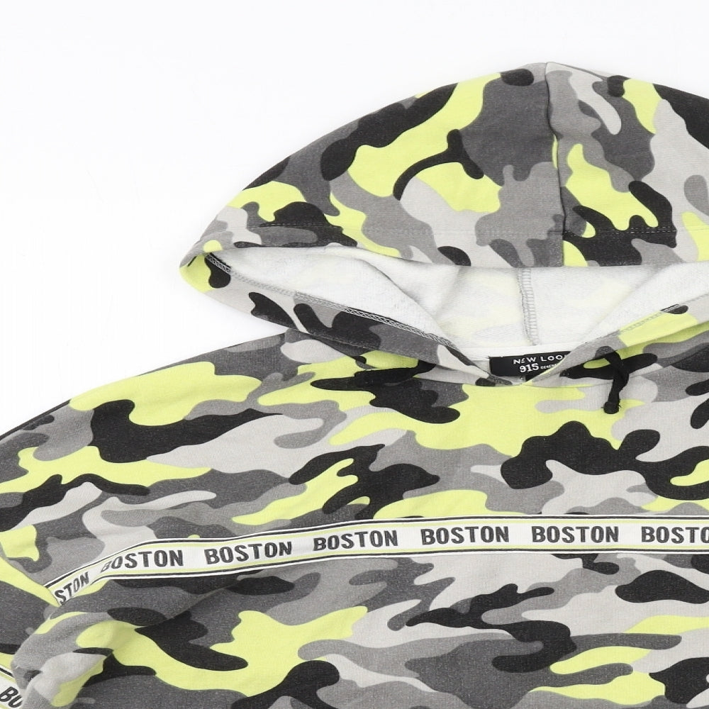 New Look Girls Grey Camouflage Cotton Pullover Hoodie Size 12-13 Years Pullover - Boston