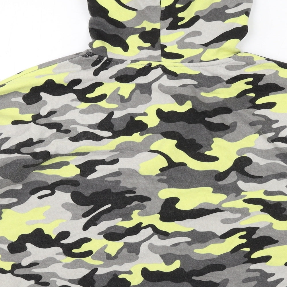 New Look Girls Grey Camouflage Cotton Pullover Hoodie Size 12-13 Years Pullover - Boston