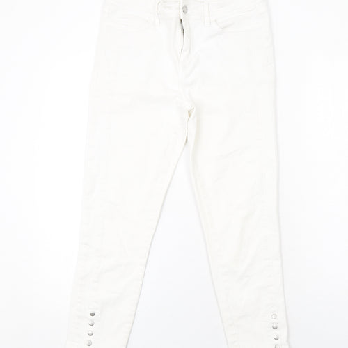 Jeanswest Womens White Cotton Skinny Jeans Size 10 Regular Zip