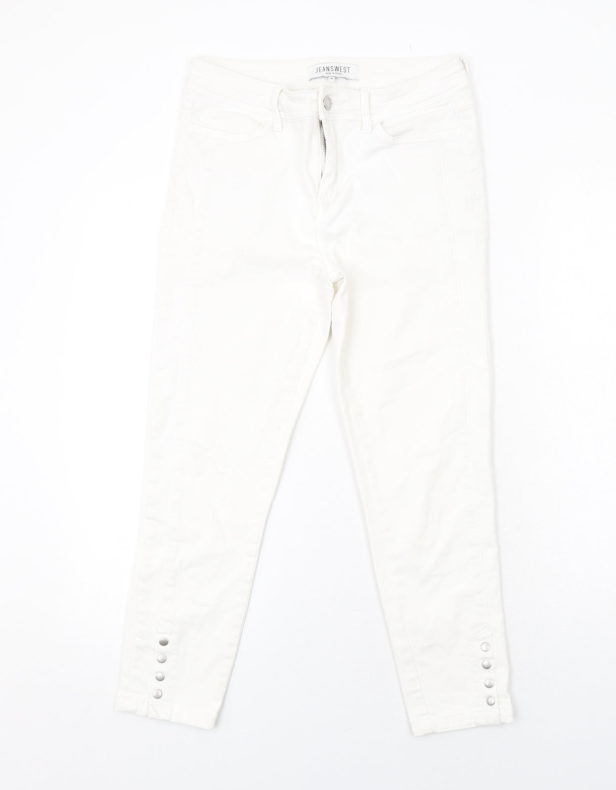 Jeanswest Womens White Cotton Skinny Jeans Size 10 Regular Zip