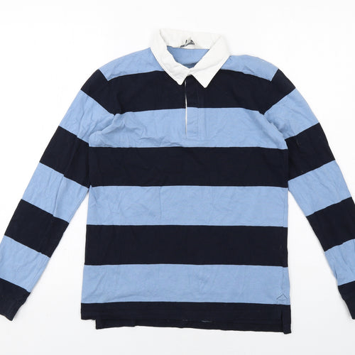 Kangaroo Poo Boys Blue Striped Cotton Basic Polo Size 13 Years Collared Button