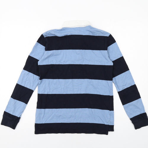 Kangaroo Poo Boys Blue Striped Cotton Basic Polo Size 13 Years Collared Button
