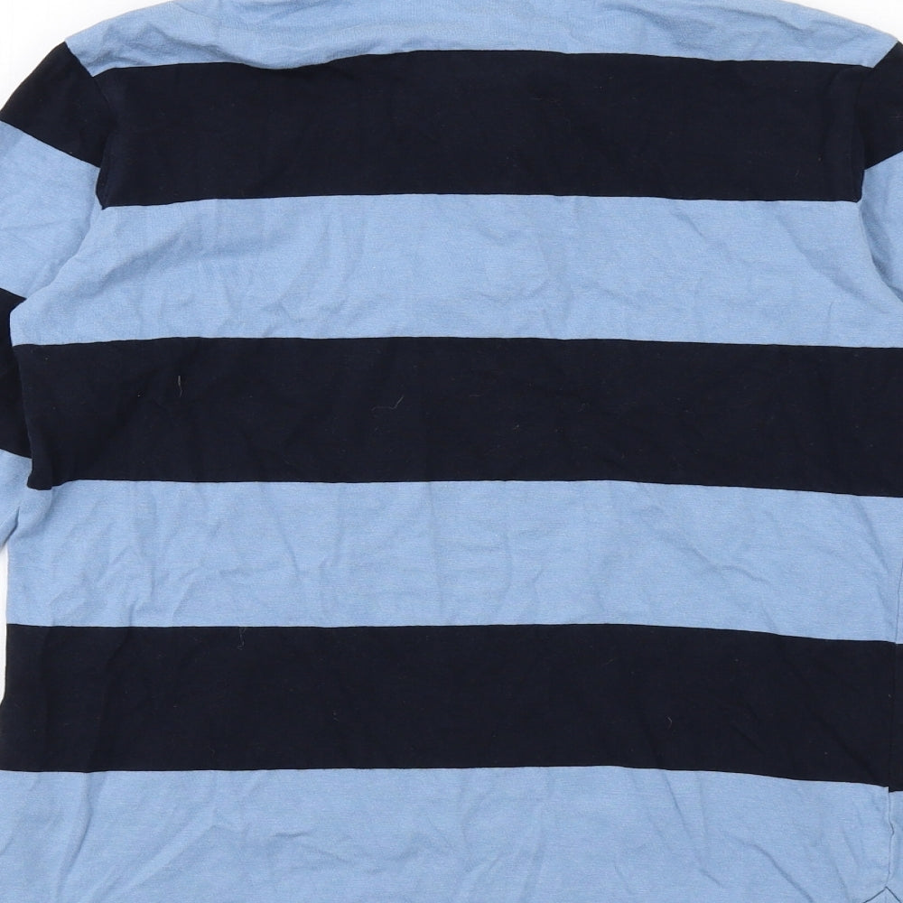 Kangaroo Poo Boys Blue Striped Cotton Basic Polo Size 13 Years Collared Button