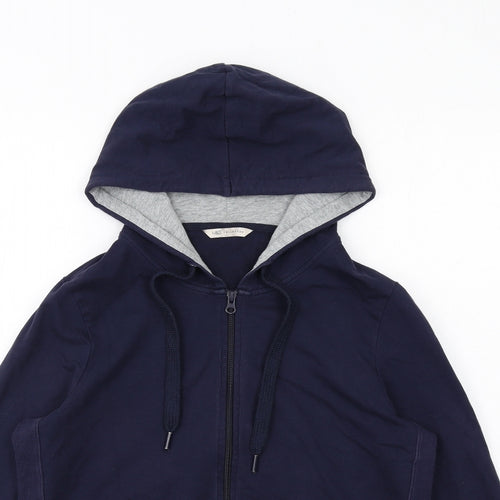 Marks and Spencer Womens Blue Cotton Full Zip Hoodie Size 14 Zip