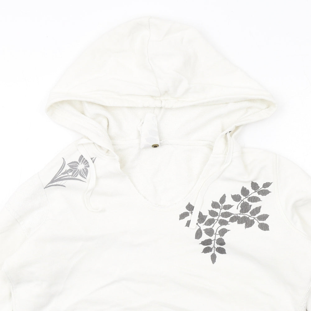 NEXT Womens White Cotton Pullover Hoodie Size L Pullover - Leaf Print