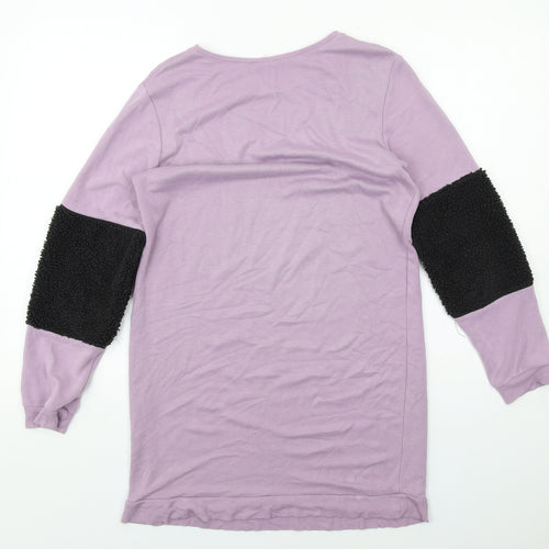 Select Womens Purple Colourblock Viscose Jumper Dress Size 8 Round Neck Pullover