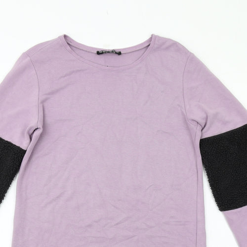 Select Womens Purple Colourblock Viscose Jumper Dress Size 8 Round Neck Pullover