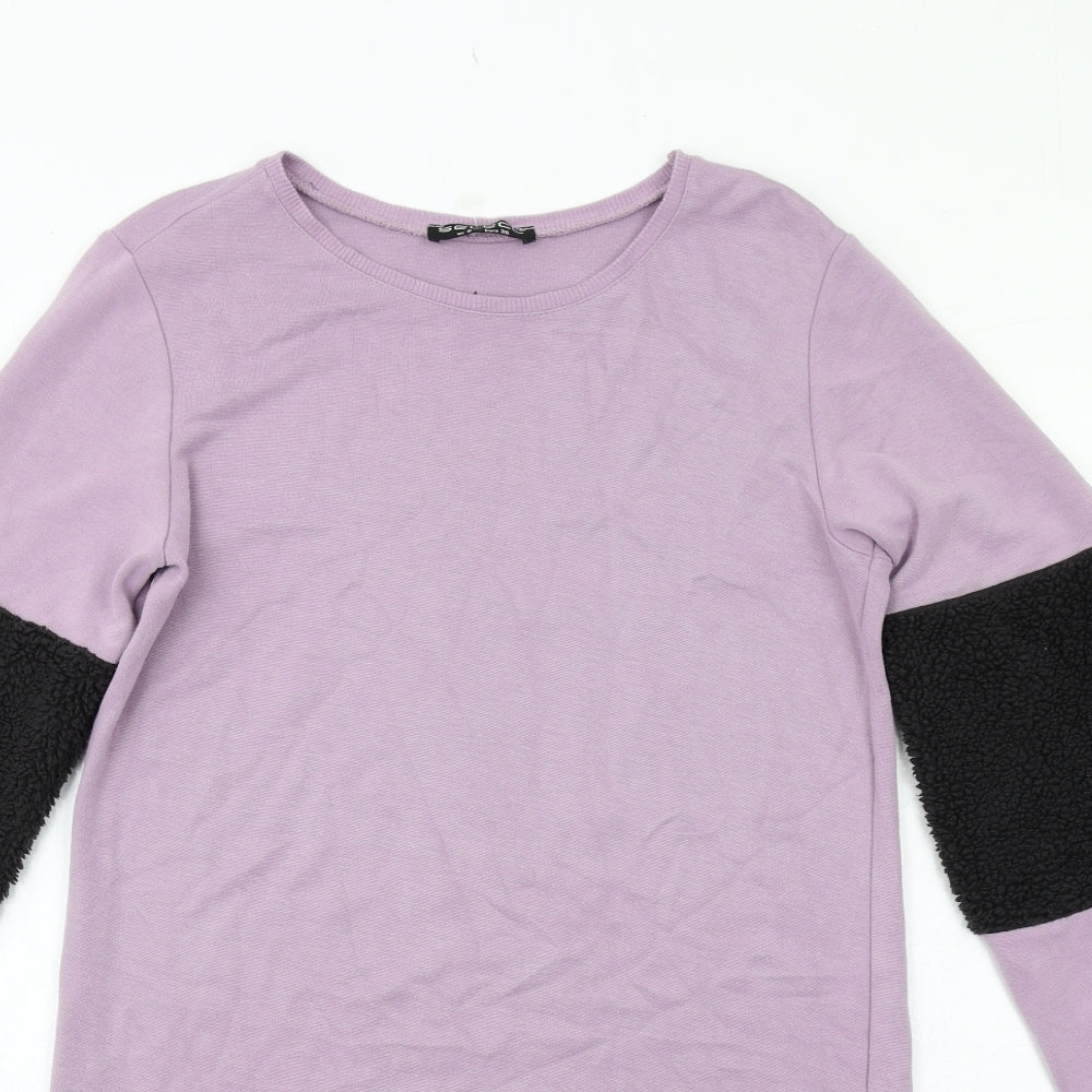 Select Womens Purple Colourblock Viscose Jumper Dress Size 8 Round Neck Pullover