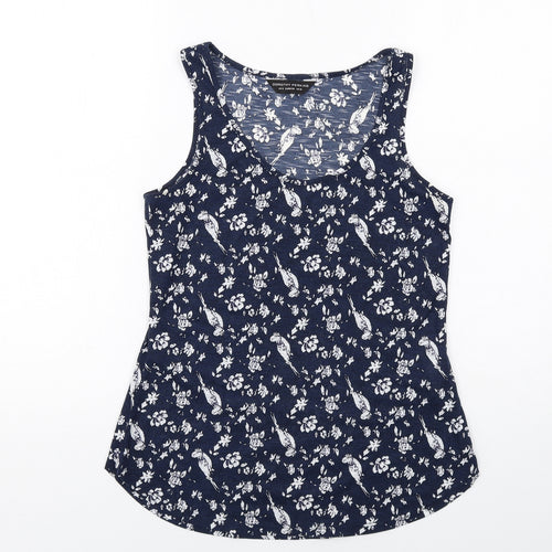 Dorothy Perkins Womens Blue Geometric Polyester Basic Tank Size 10 Round Neck