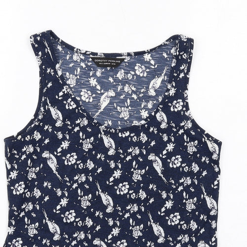 Dorothy Perkins Womens Blue Geometric Polyester Basic Tank Size 10 Round Neck