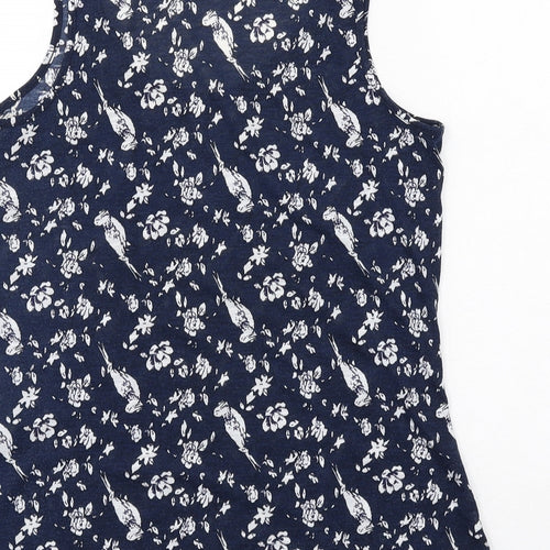Dorothy Perkins Womens Blue Geometric Polyester Basic Tank Size 10 Round Neck