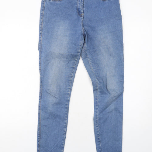 NEXT Womens Blue Cotton Skinny Jeans Size 14 Regular Zip
