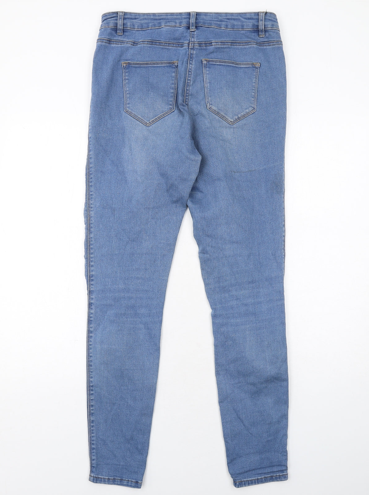 NEXT Womens Blue Cotton Skinny Jeans Size 14 Regular Zip