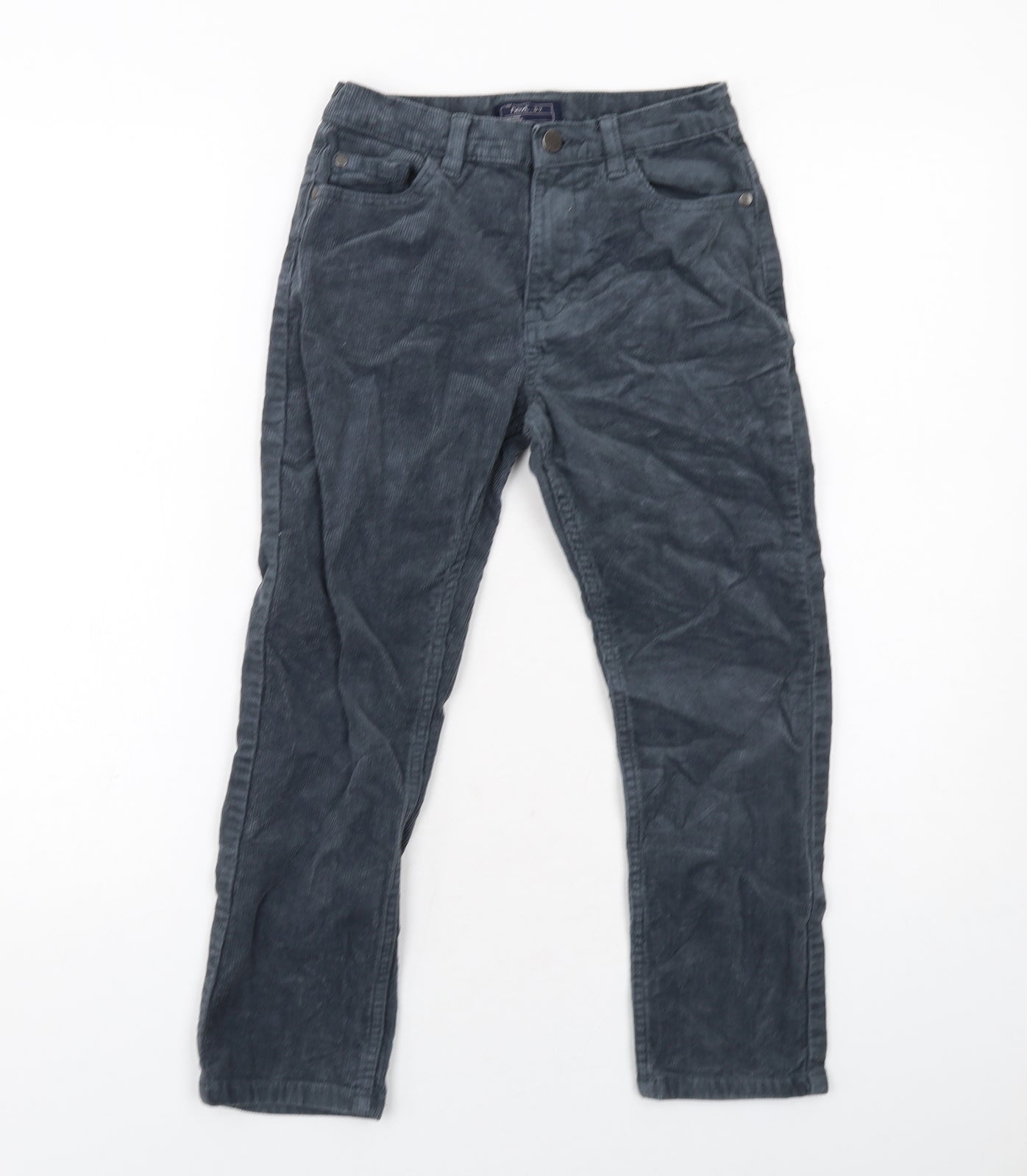 NEXT Boys Grey Cotton Chino Trousers Size 9 Years Regular Zip