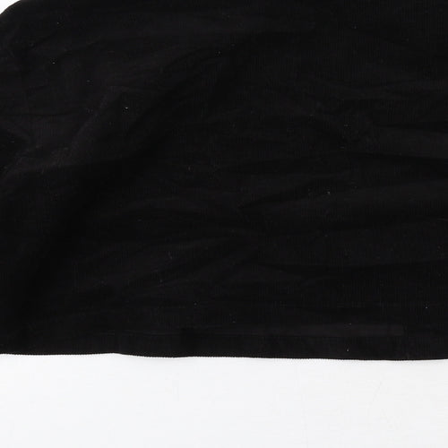 H&M Womens Black Cotton Cropped Button-Up Size M Collared