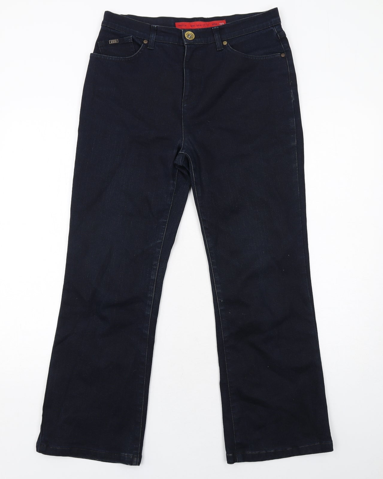 Per Una Womens Blue Cotton Bootcut Jeans Size 10 Regular Zip