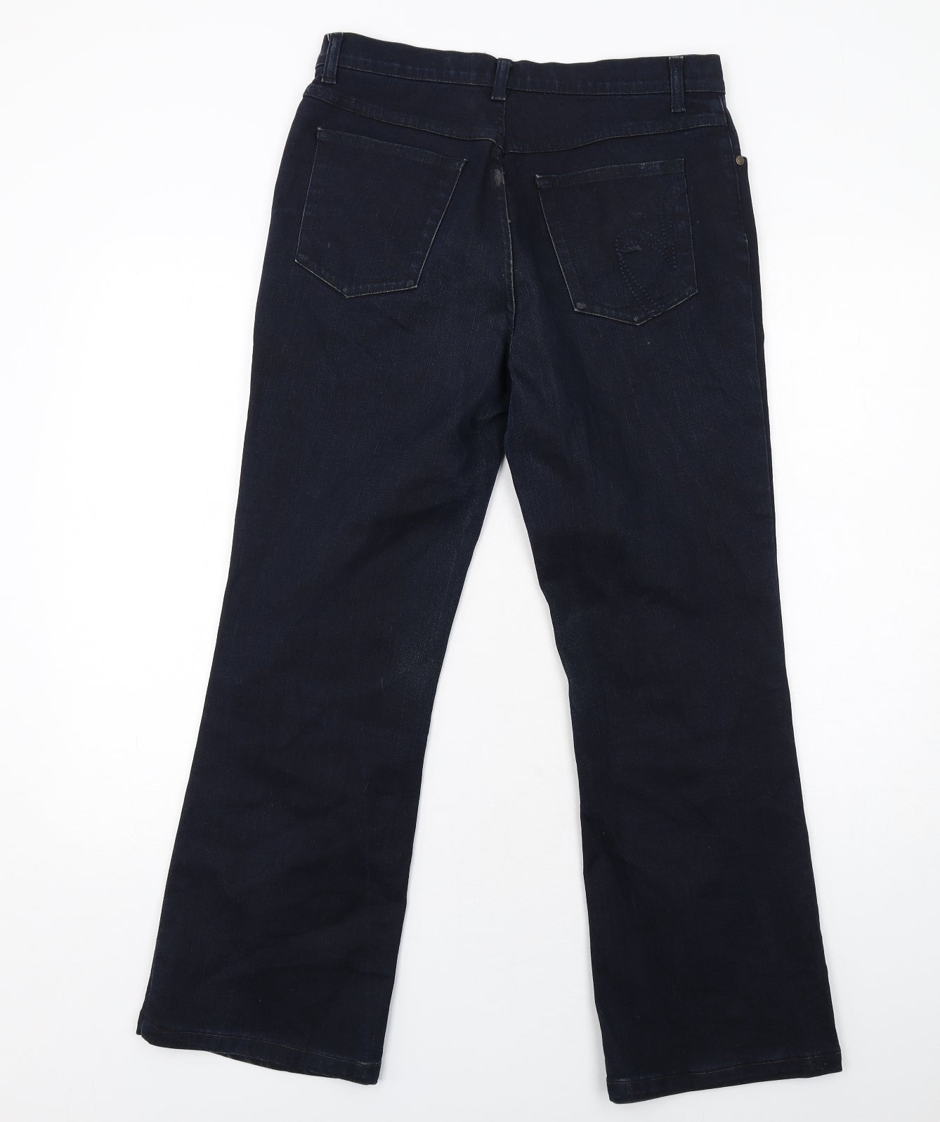 Per Una Womens Blue Cotton Bootcut Jeans Size 10 Regular Zip