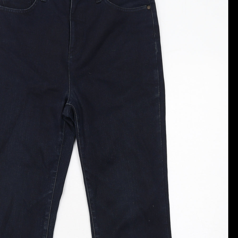 Per Una Womens Blue Cotton Bootcut Jeans Size 10 Regular Zip