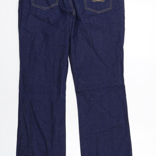 Marks and Spencer Womens Blue Cotton Bootcut Jeans Size 16 Regular Zip