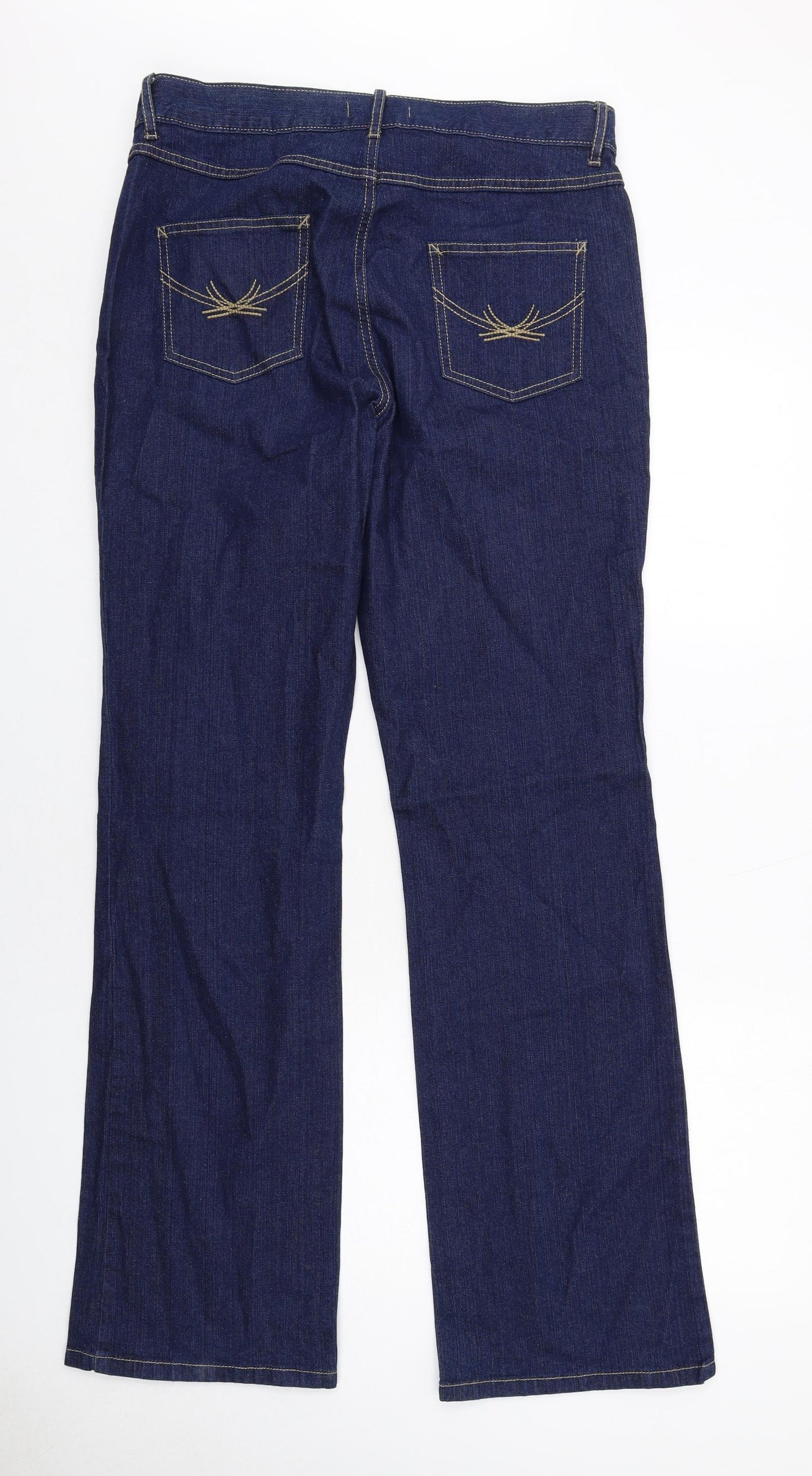 Marks and Spencer Womens Blue Cotton Bootcut Jeans Size 16 Regular Zip