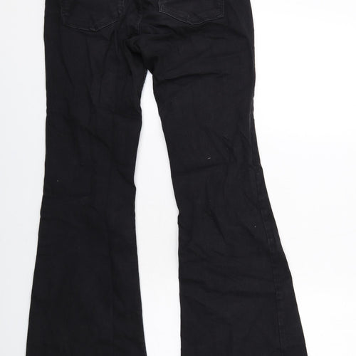 Bershka Womens Black Cotton Flared Jeans Size 10 Regular Zip