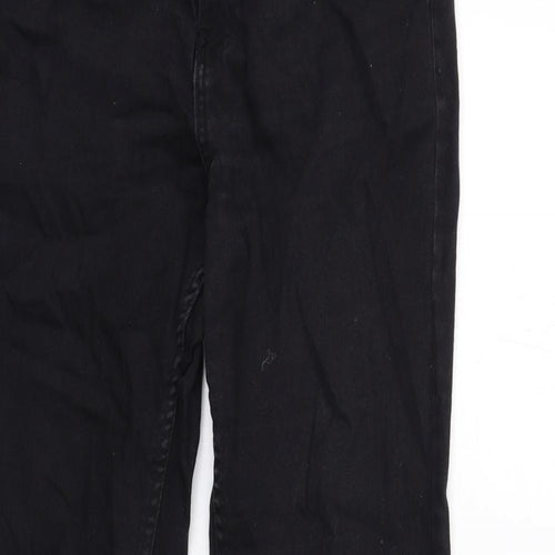 Bershka Womens Black Cotton Flared Jeans Size 10 Regular Zip