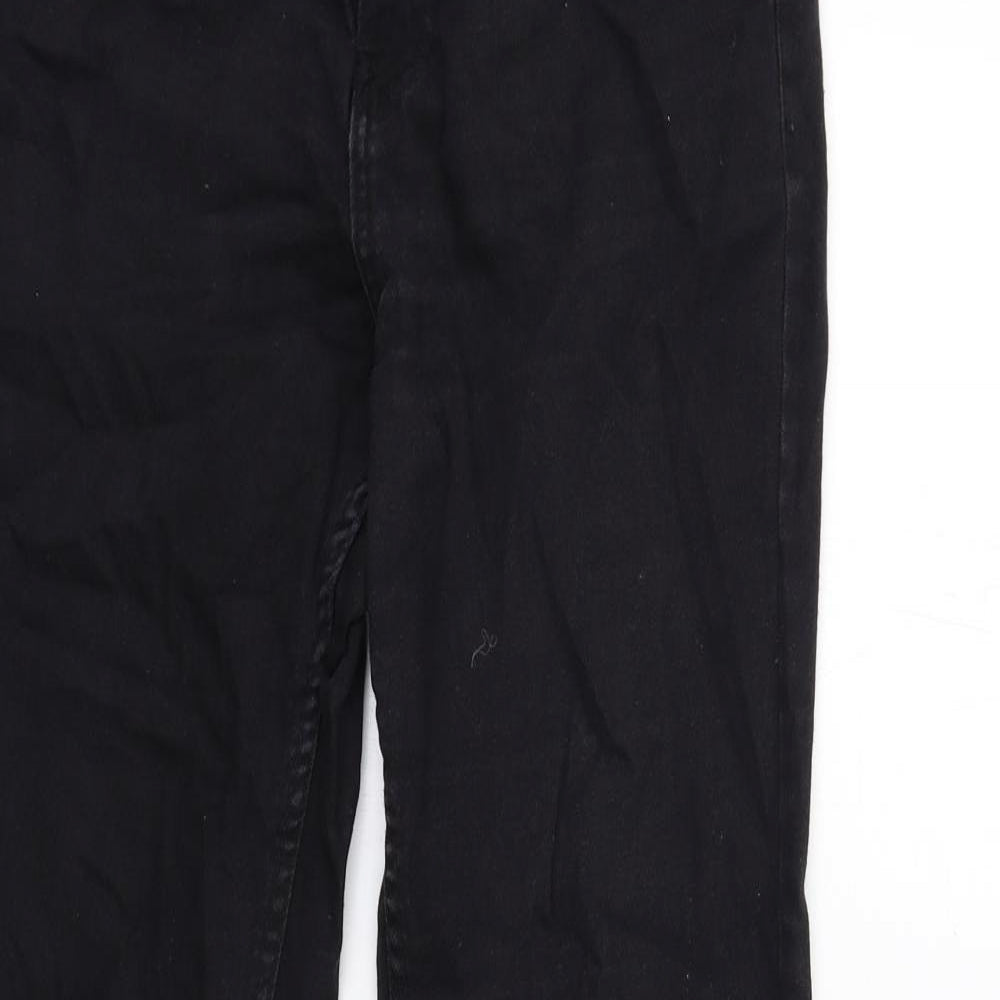 Bershka Womens Black Cotton Flared Jeans Size 10 Regular Zip
