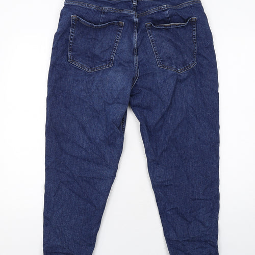 Marks and Spencer Womens Blue Cotton Tapered Jeans Size 16 Regular Zip