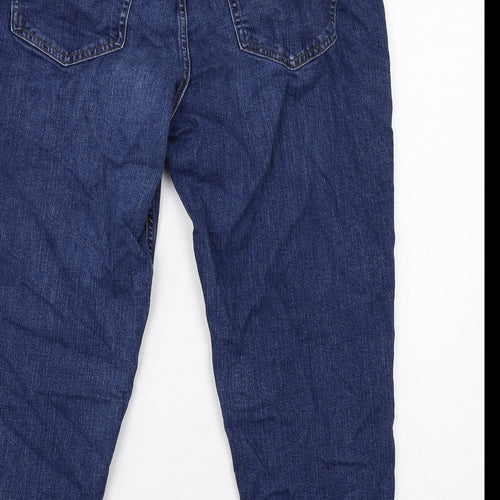 Marks and Spencer Womens Blue Cotton Tapered Jeans Size 16 Regular Zip