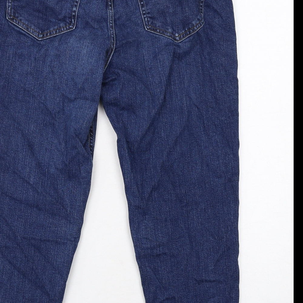 Marks and Spencer Womens Blue Cotton Tapered Jeans Size 16 Regular Zip