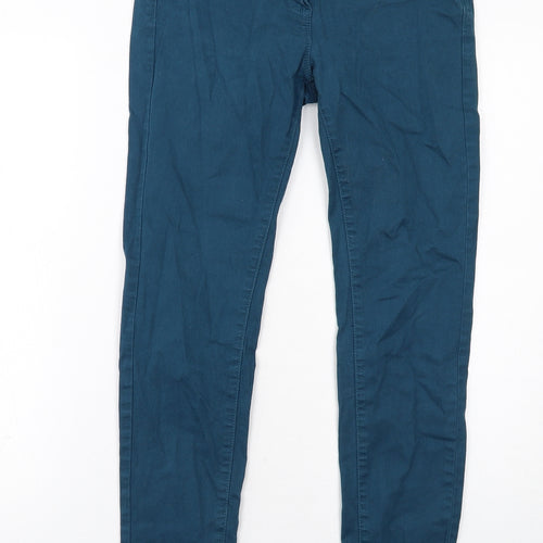 Marks and Spencer Womens Blue Cotton Skinny Jeans Size 8 Regular Zip