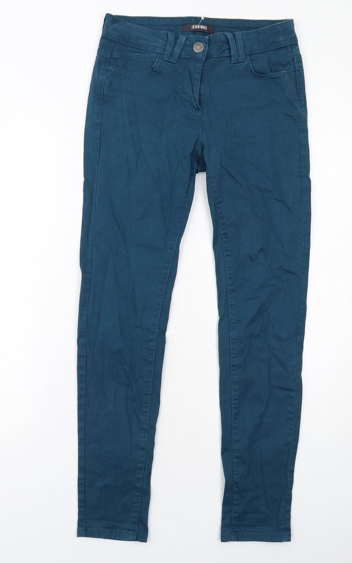Marks and Spencer Womens Blue Cotton Skinny Jeans Size 8 Regular Zip