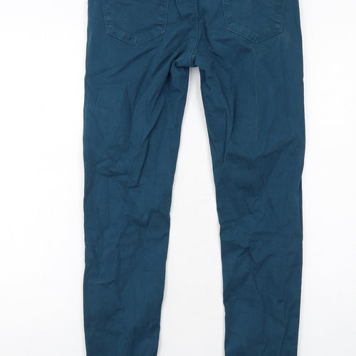 Marks and Spencer Womens Blue Cotton Skinny Jeans Size 8 Regular Zip