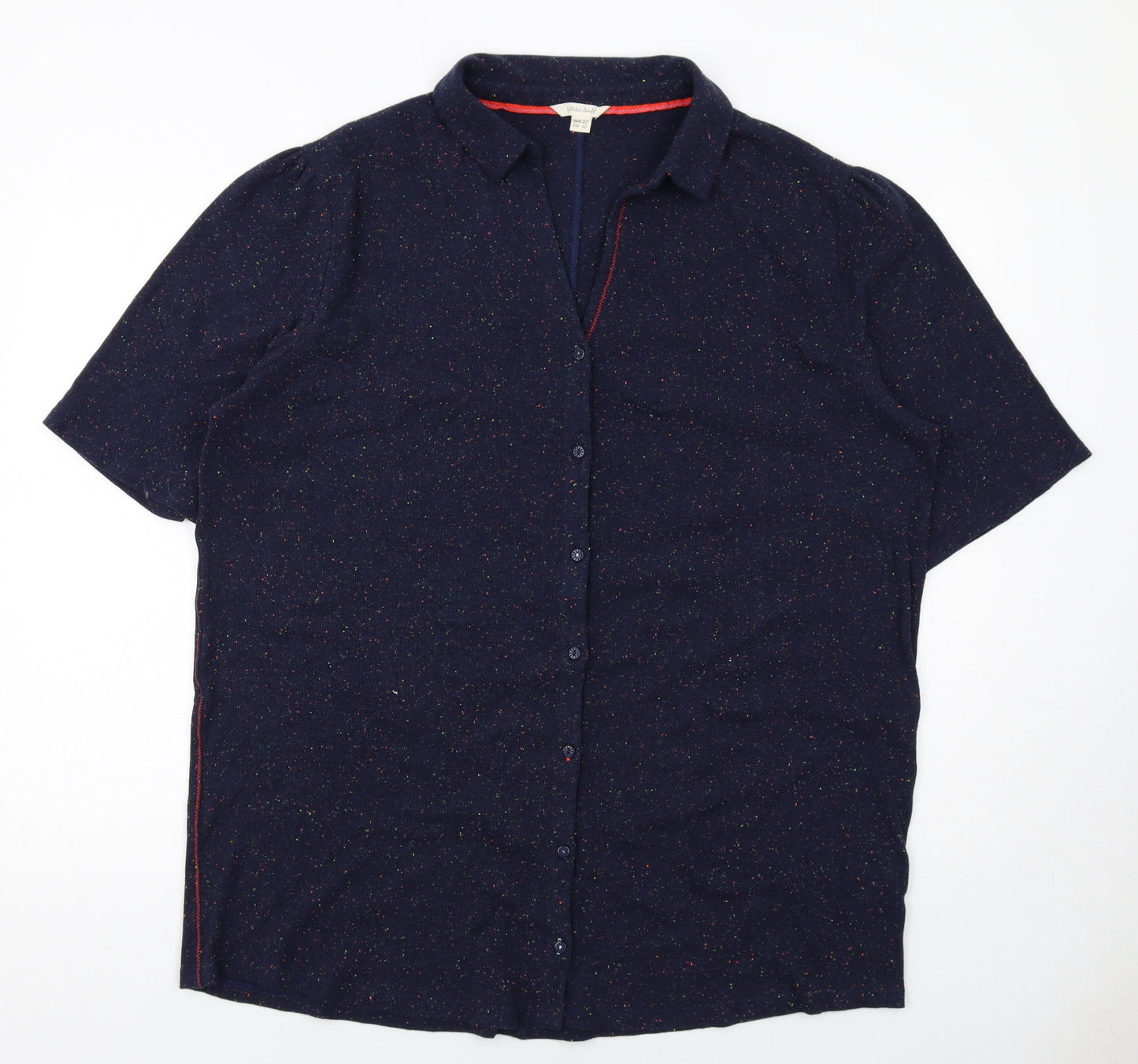 White Stuff Womens Blue Collared Cotton Cardigan Jumper Size 22