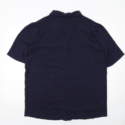 White Stuff Womens Blue Collared Cotton Cardigan Jumper Size 22