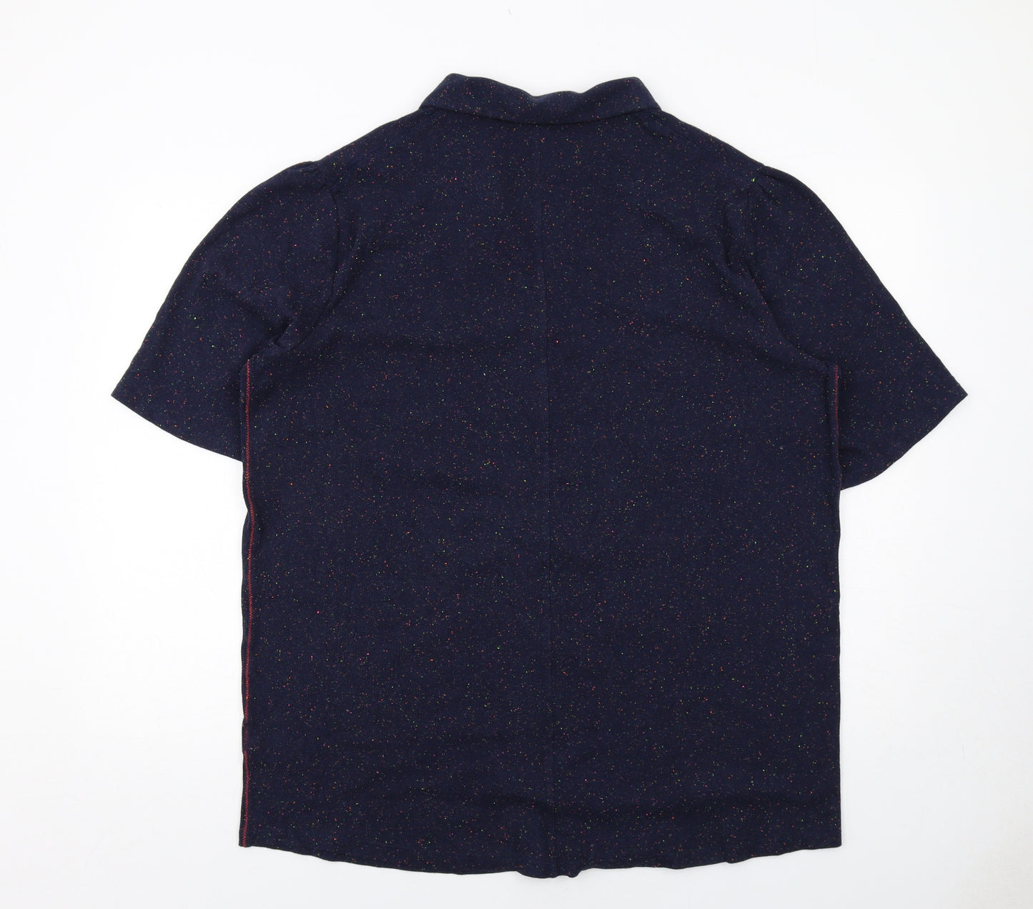 White Stuff Womens Blue Collared Cotton Cardigan Jumper Size 22