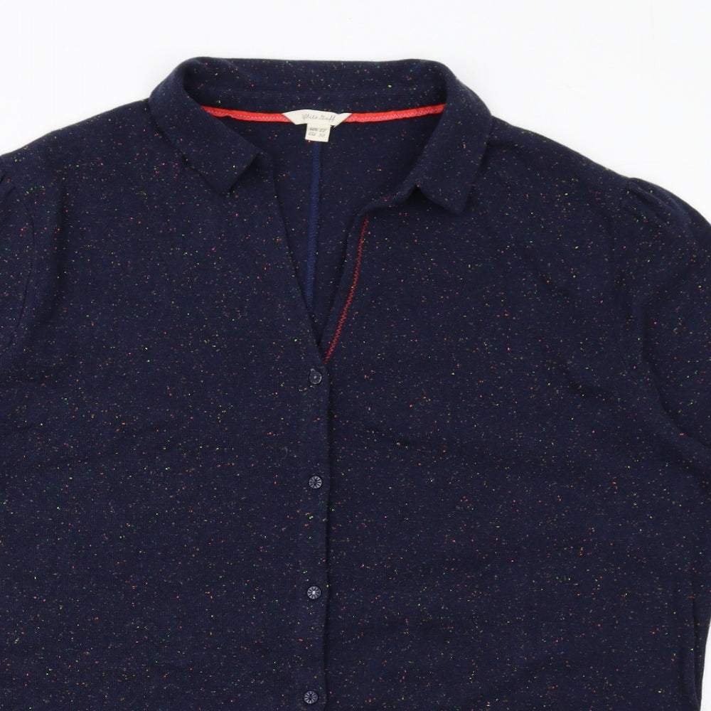 White Stuff Womens Blue Collared Cotton Cardigan Jumper Size 22