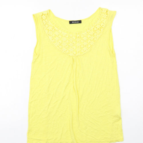 Kaleidoscope Womens Yellow Viscose Basic T-Shirt Size 12 Boat Neck