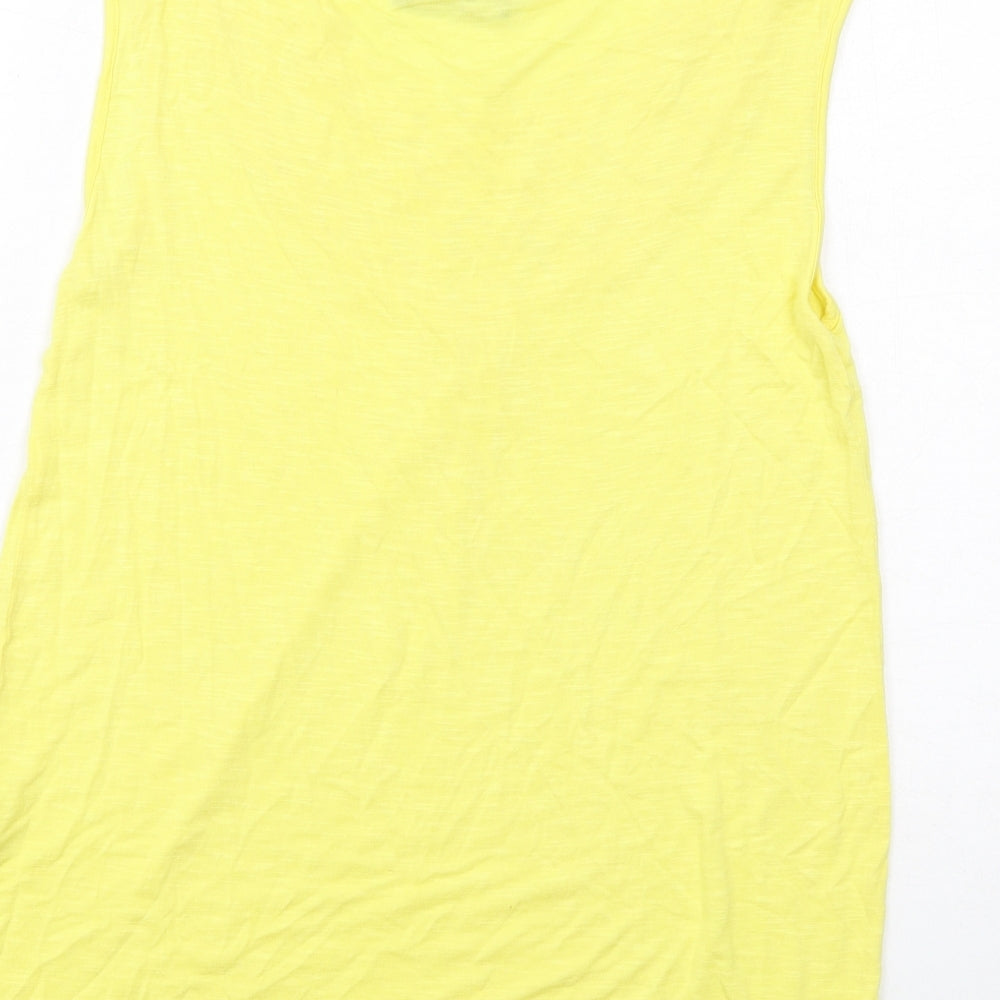 Kaleidoscope Womens Yellow Viscose Basic T-Shirt Size 12 Boat Neck