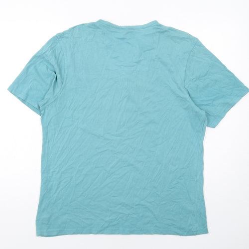 Atlantic Bay Mens Blue Cotton T-Shirt Size M Round Neck