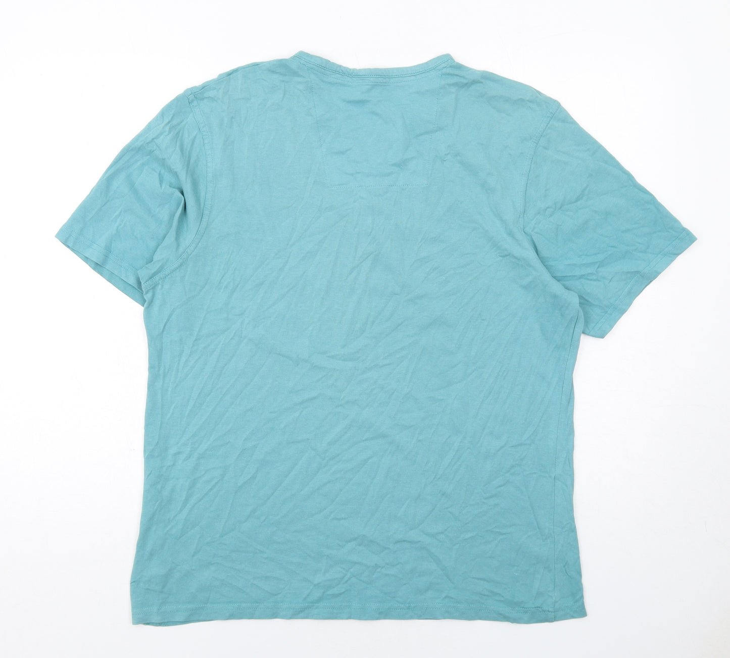 Atlantic Bay Mens Blue Cotton T-Shirt Size M Round Neck