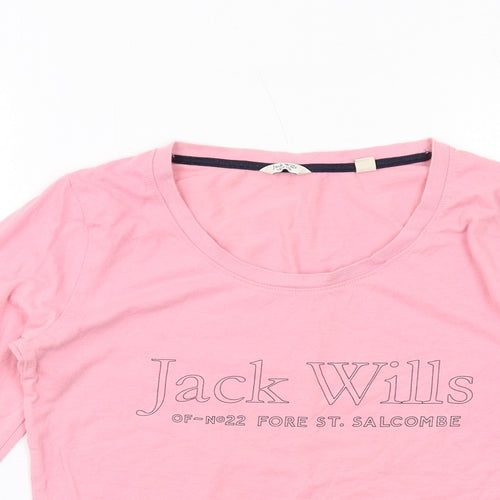 Jack Wills Womens Pink Cotton Basic T-Shirt Size 10 Round Neck