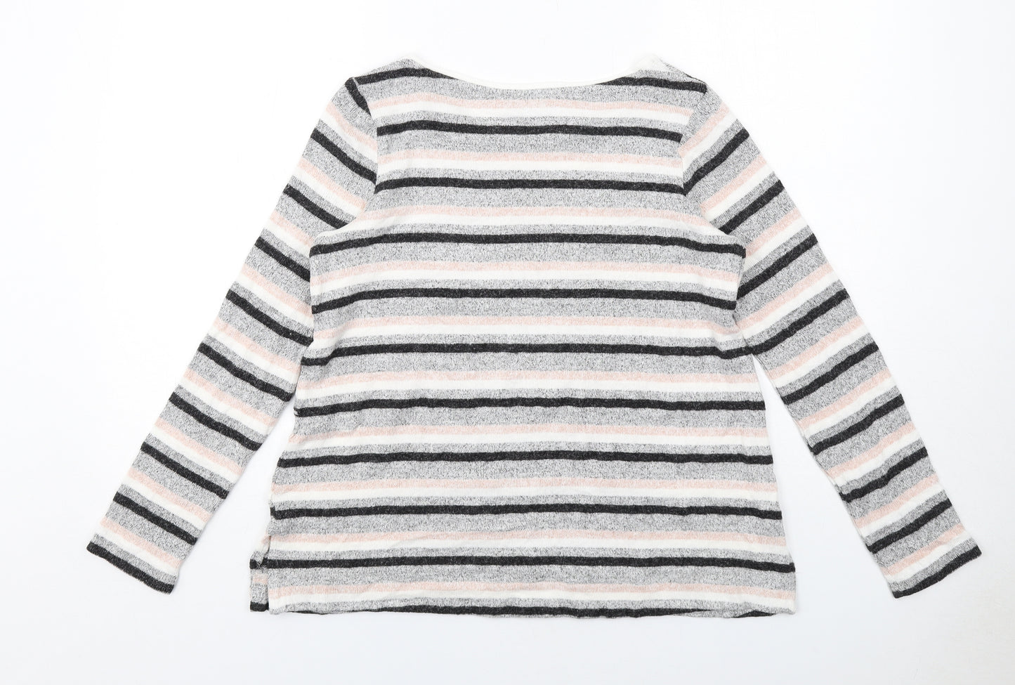 NEXT Womens Multicoloured Round Neck Striped Viscose Pullover Jumper Size 12