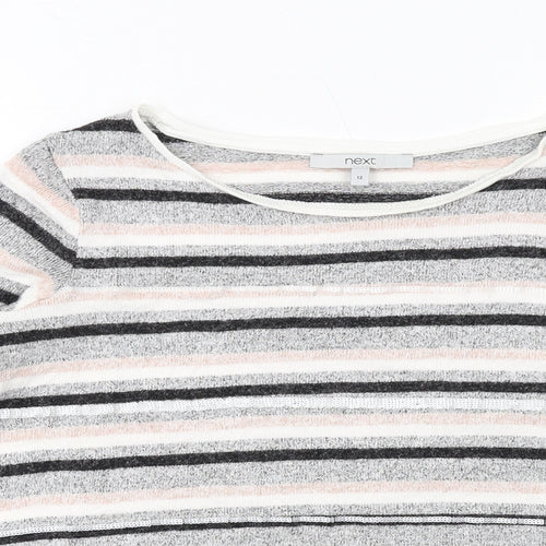 NEXT Womens Multicoloured Round Neck Striped Viscose Pullover Jumper Size 12