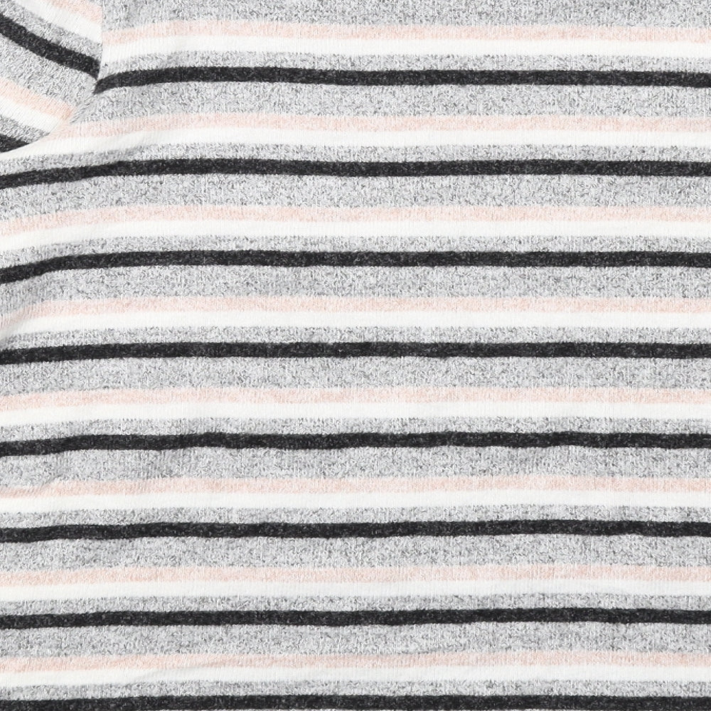 NEXT Womens Multicoloured Round Neck Striped Viscose Pullover Jumper Size 12