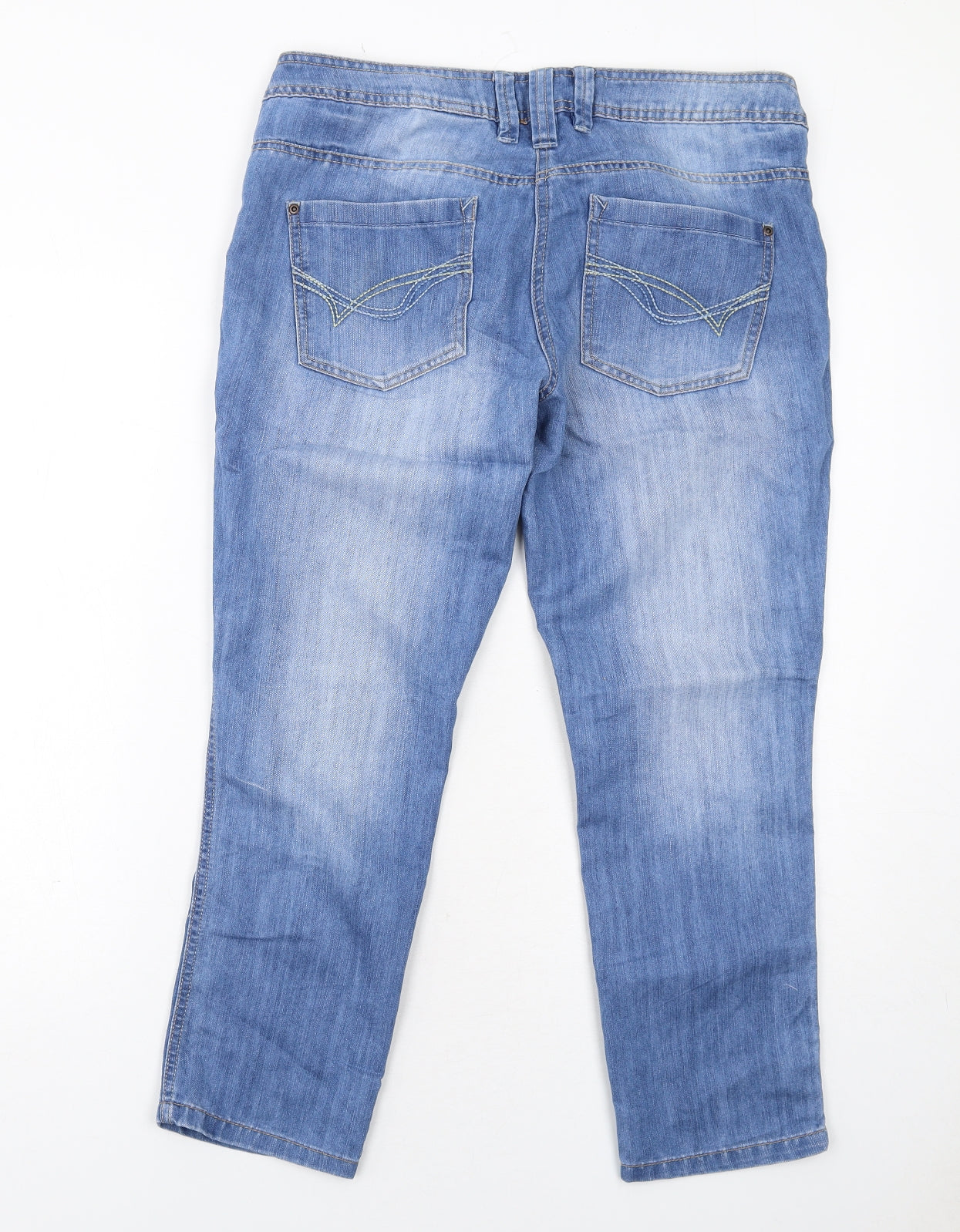 NEXT Womens Blue Cotton Cropped Jeans Size 10 Regular Zip