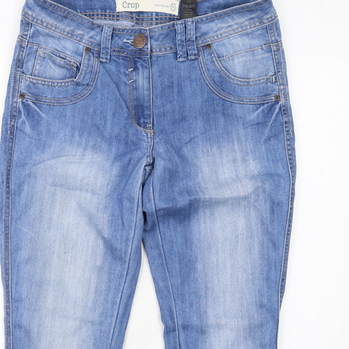 NEXT Womens Blue Cotton Cropped Jeans Size 10 Regular Zip