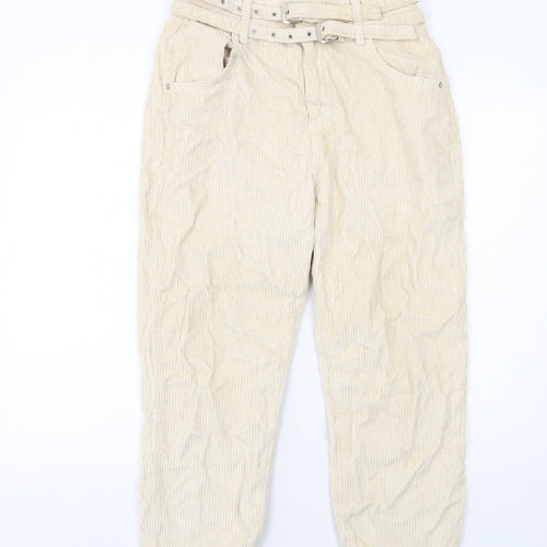 River Island Womens Ivory Cotton Chino Trousers Size 10 Regular Zip
