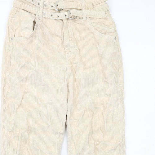 River Island Womens Ivory Cotton Chino Trousers Size 10 Regular Zip
