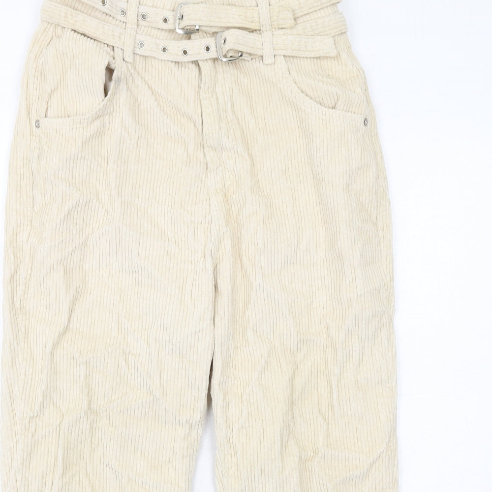 River Island Womens Ivory Cotton Chino Trousers Size 10 Regular Zip